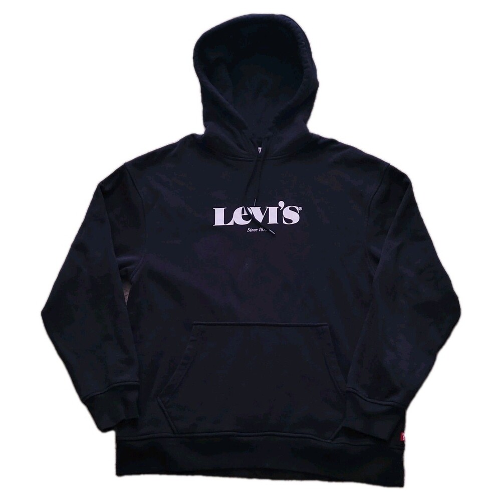 Levis Hoodie Mens S Black White Relaxed Batwing Logo Sweatshirt